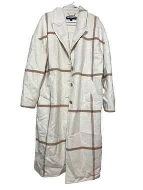Karl Lagerfeld Cream Coat with Tan Trim